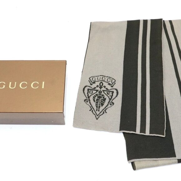 Gucci Hysteria Striped Crest Scarf - Picture 1 of 16